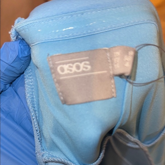 NWT Elegant Strapless Pale Blue ASOS Dress in Stretchy Scuba Fabric - Picture 4 of 4